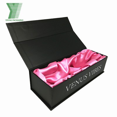 Luxury Black paper cardboard Gift Package pink satin Hair Extension Box dolls Toy Storage Box vibrator silver packaging box